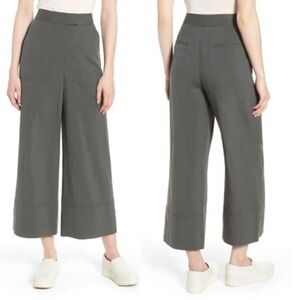 Lewit Wide Leg Cropped Pant Silk / Linen Green Size 4